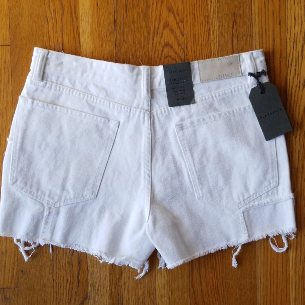 NWT All Saints Ann Patch Shorts White